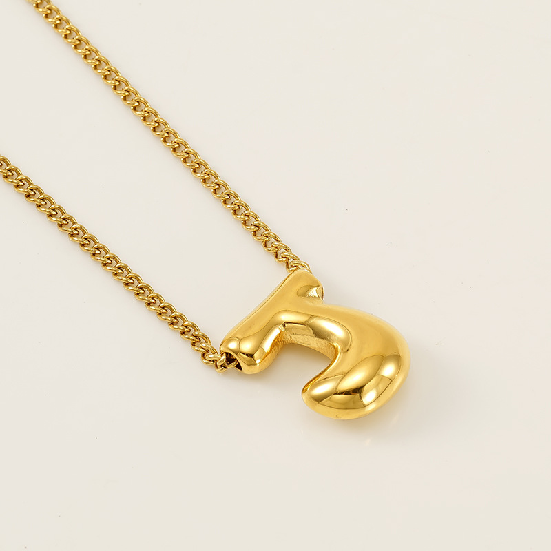 Gold color / 1 Piece Simple Series Daily Letter J Titanium Steel  Gold Color Unisex Pendant Necklaces Picture10